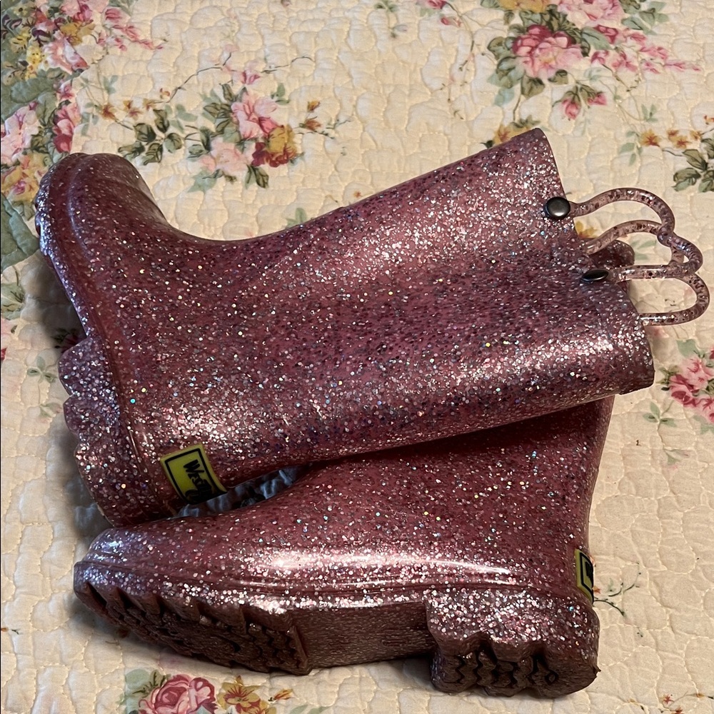 Pink Glitter Rain Boots